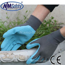 NMSAFETY 13 guage nylon o poliéster revestido de látex guante de trabajo de jardín guante mma